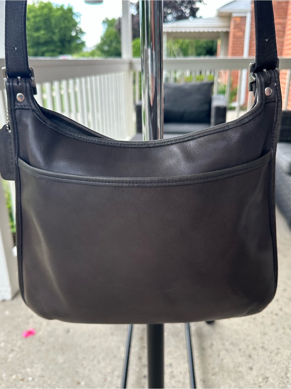 Vintage 1999 Coach Ergo Zip Crossbody Bag Black/Brown Leather - Style 9146 - Picture 2 of 9